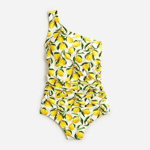 NWT J.CERW Ruched one-shoulder one-piece swimsuit in limoncello $128 Size 2